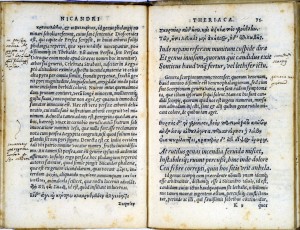 Theriaca de Pere Jaume Esteve, p. 79. Copia d'Ulisse Aldrovandi. BUB.